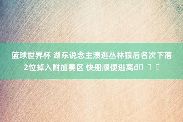 篮球世界杯 湖东说念主溃逃丛林狼后名次下落2位掉入附加赛区 快船顺便逃离😋